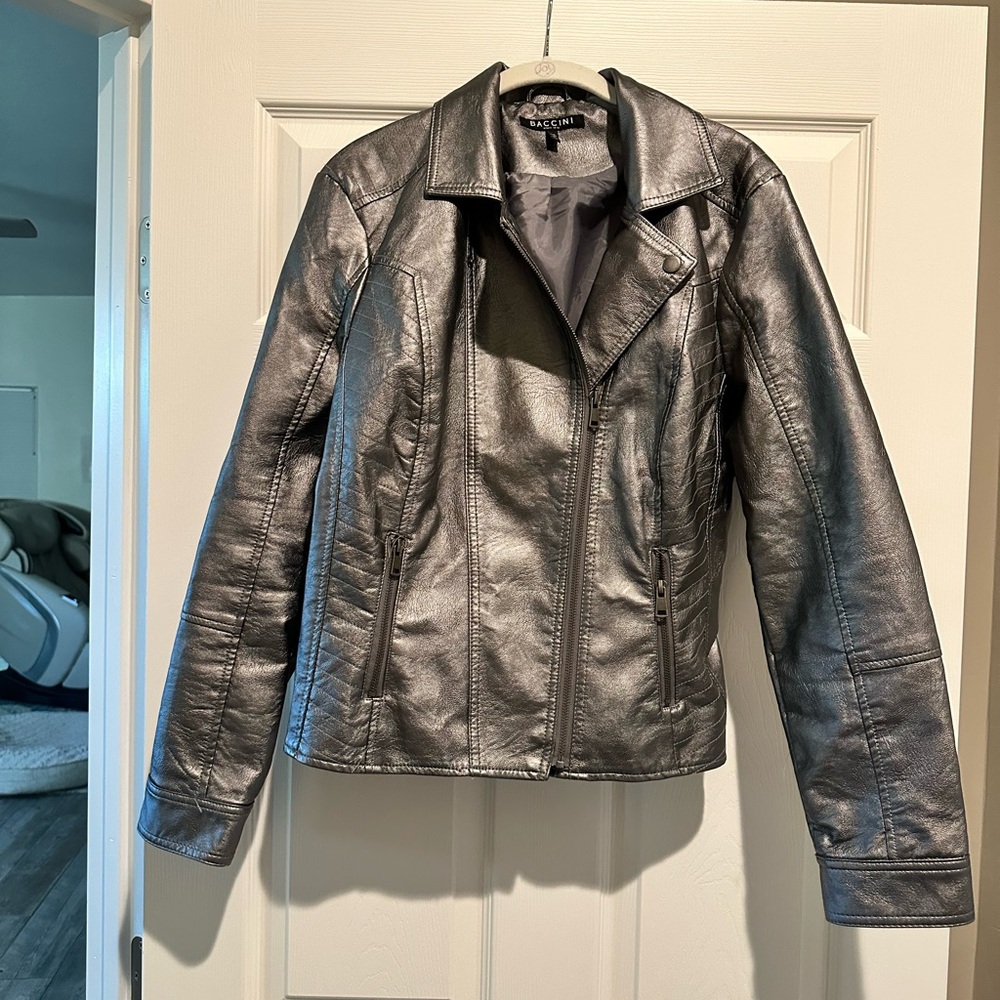 Baccini Metallic Faux Leather Jacket